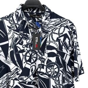 NEW RLX Ralph Lauren Mens Large Golf Performance Moisture Wicking Nautical Theme